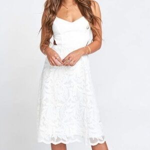 Show Me Your Mumu Claire Cutout White Lace Midi Dress Sz.L NWT!